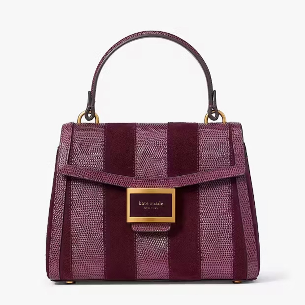 NWT Kate Spade Katy Striped Lizard Embossed Small Top Handle Bag